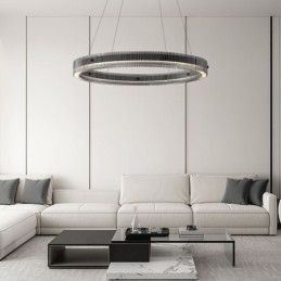 Glas Pendelleuchte 60 80CM Kreis Deckenleuchte Stufenlos Dimmbar Mit Fernbedienung
