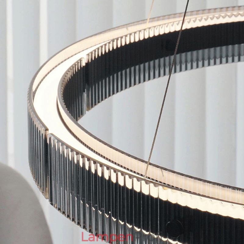 Glas Pendelleuchte 60 80CM Kreis Deckenleuchte Stufenlos Dimmbar Mit Fernbedienung