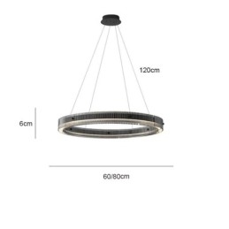 Glas Pendelleuchte 60 80CM Kreis Deckenleuchte Stufenlos Dimmbar Mit Fernbedienung