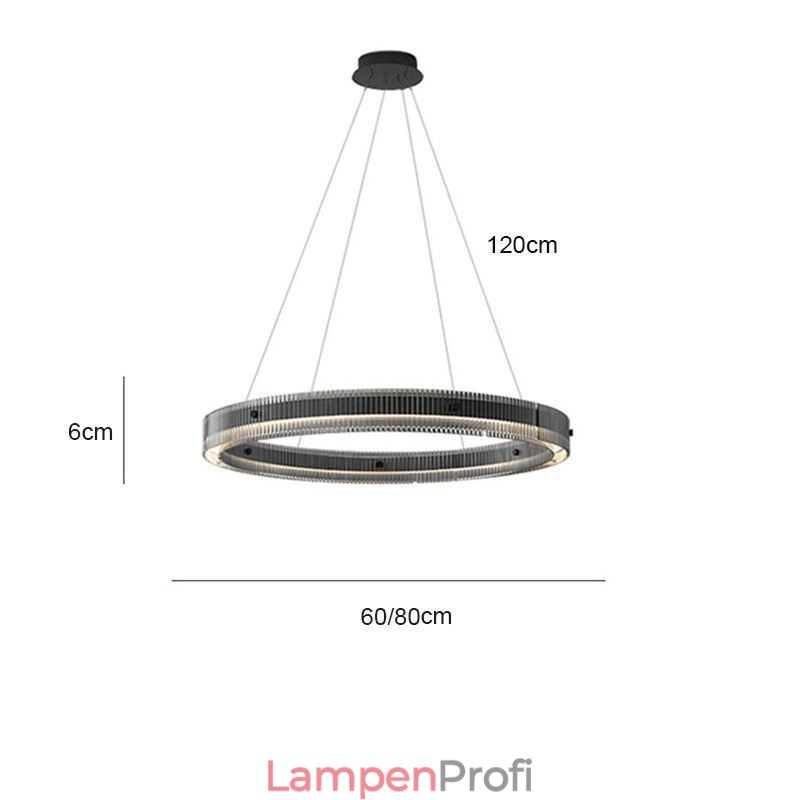 Glas Pendelleuchte 60 80CM Kreis Deckenleuchte Stufenlos Dimmbar Mit Fernbedienung
