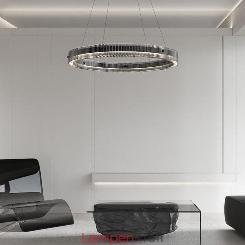 Glas Pendelleuchte 60 80CM Kreis Deckenleuchte Stufenlos Dimmbar Mit Fernbedienung