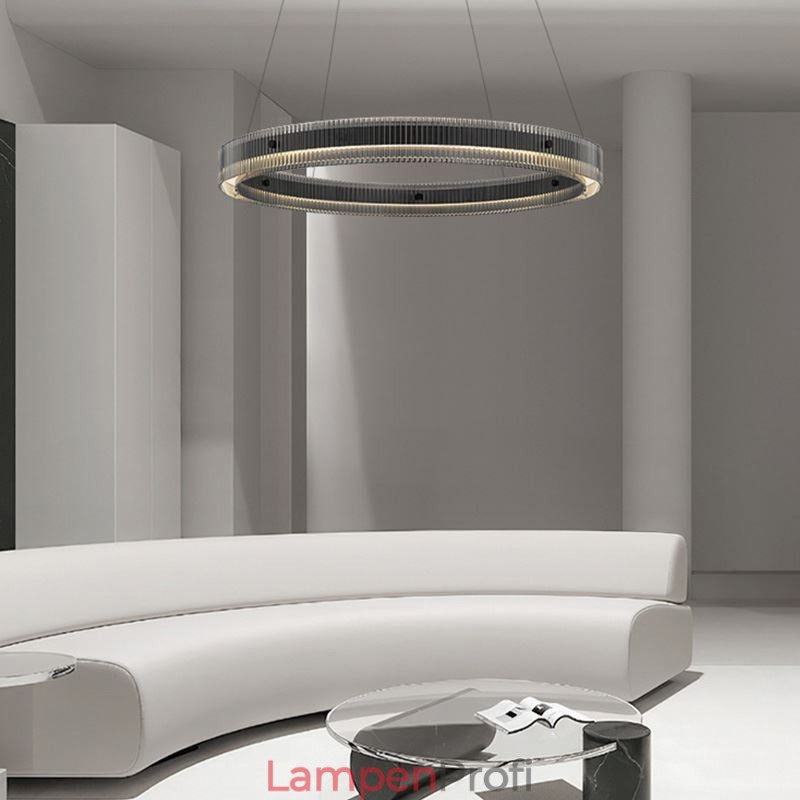 Glas Pendelleuchte 60 80CM Kreis Deckenleuchte Stufenlos Dimmbar Mit Fernbedienung