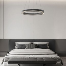 Glas Pendelleuchte 60 80CM Kreis Deckenleuchte Stufenlos Dimmbar Mit Fernbedienung