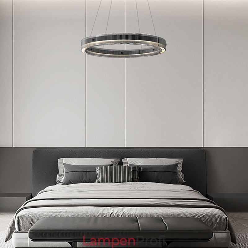 Glas Pendelleuchte 60 80CM Kreis Deckenleuchte Stufenlos Dimmbar Mit Fernbedienung