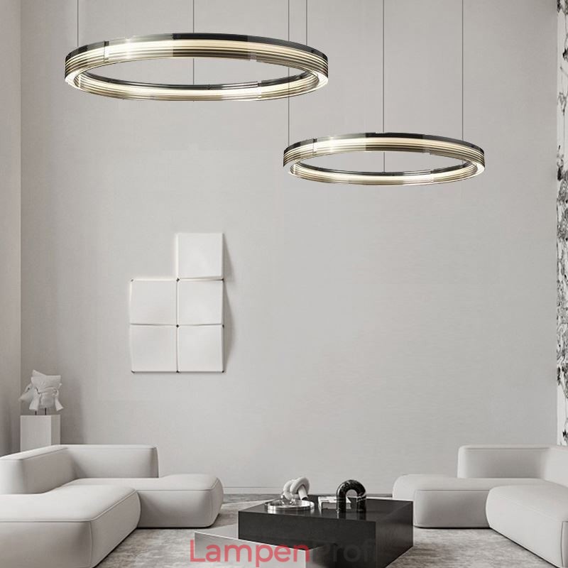 Glass Ceiling Light 60+80CM Circle Decoration Double Circle Pendant Light Trichromatic Dimming