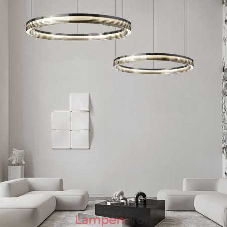 Glass Ceiling Light 60+80CM Circle Decoration Double Circle Pendant Light Trichromatic Dimming