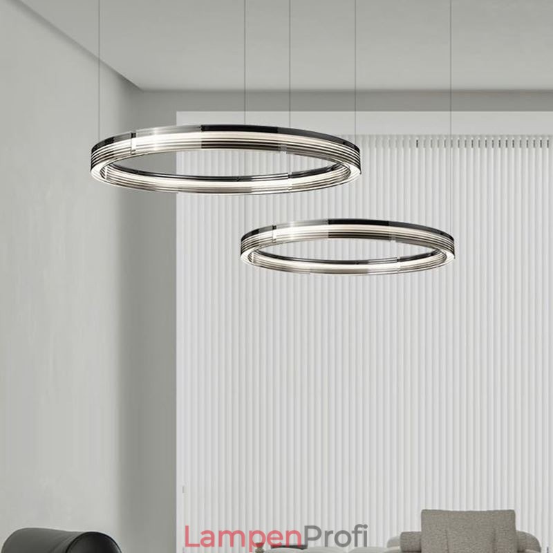 Glass Ceiling Light 60+80CM Circle Decoration Double Circle Pendant Light Trichromatic Dimming