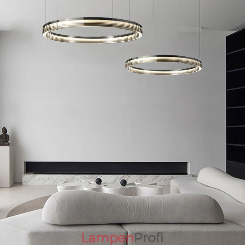 Glass Ceiling Light 60+80CM Circle Decoration Double Circle Pendant Light Trichromatic Dimming