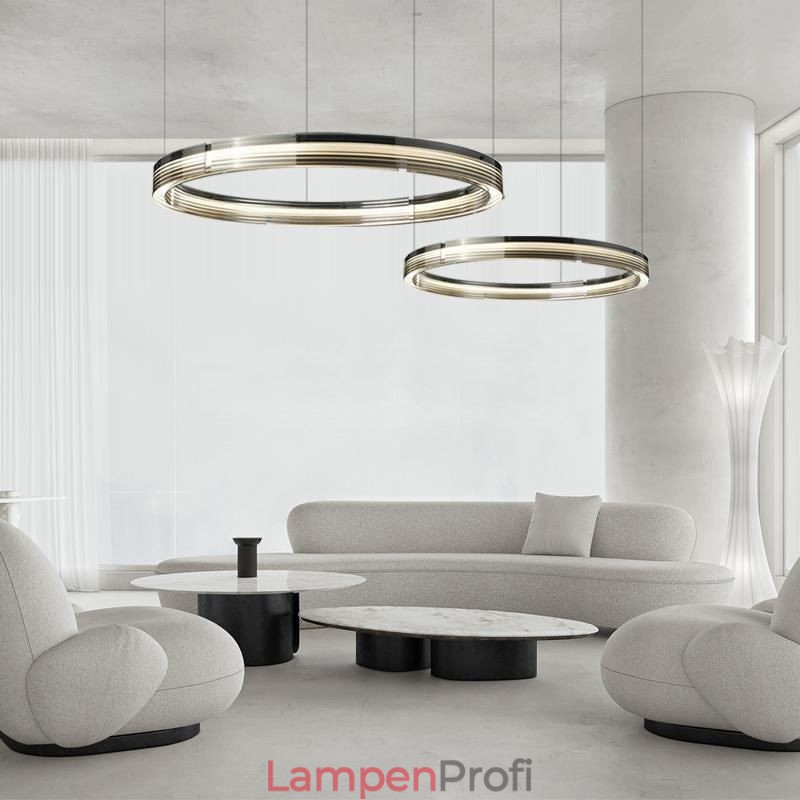 Glass Ceiling Light 60+80CM Circle Decoration Double Circle Pendant Light Trichromatic Dimming