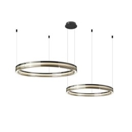 Glass Ceiling Light 60+80CM Circle Decoration Double Circle Pendant Light Trichromatic Dimming