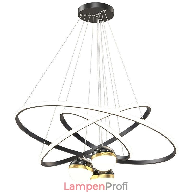 Einfache Pendelleuchte Schmiedeeisen Silikon Drei Kreis Ring Deckenleuchte