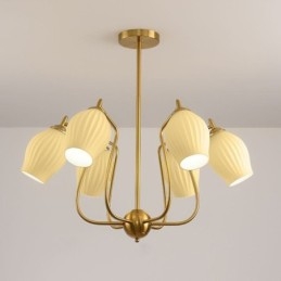 Nordic Pendelleuchte Kreative Schmiedeeisen Kupfer Natürliche Farbe Staubblatt Deckenleuchte