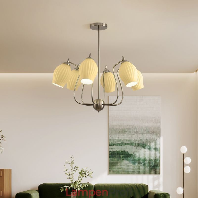 Nordic Pendelleuchte Kreative Schmiedeeisen Sand Nickel Blume Staubblatt Deckenleuchte