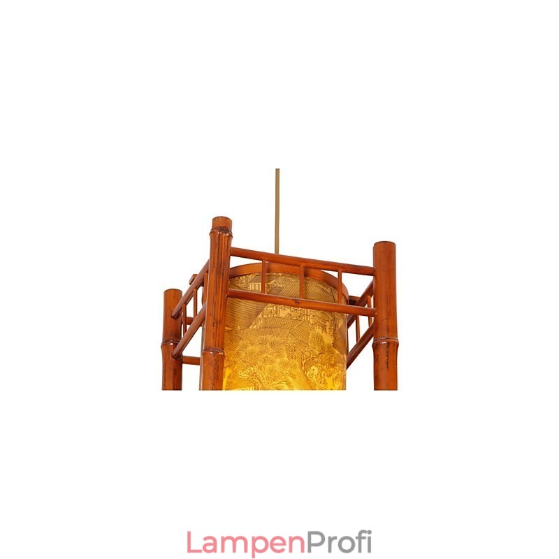 Retro Laterne Holz Bambus Kronleuchter