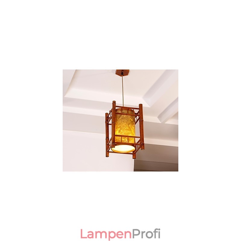 Retro Laterne Holz Bambus Kronleuchter
