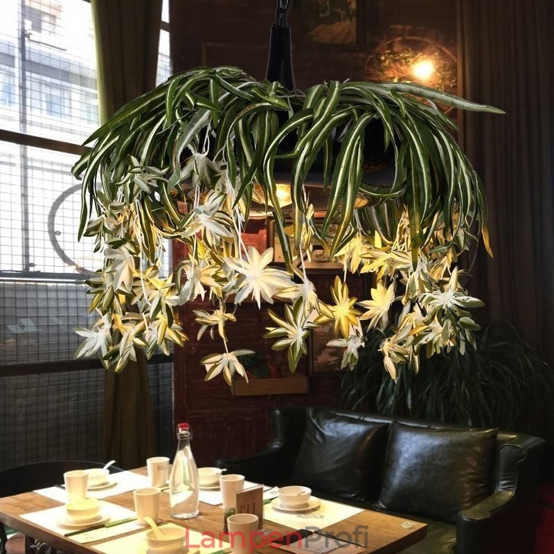 Home Pendelleuchte Industriestil Künstliche Pflanze dekoriert Kronleuchter