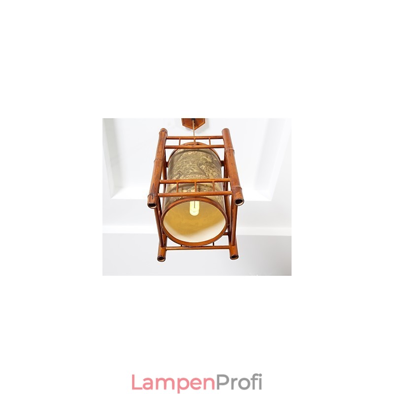 Retro Laterne Holz Bambus Kronleuchter