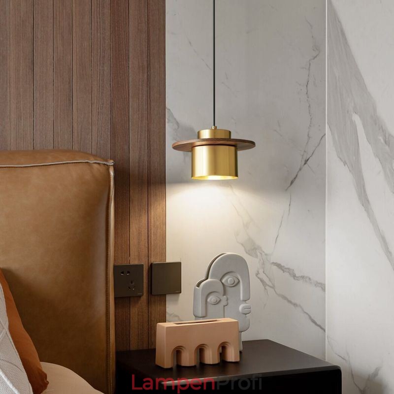 Moderne Pendelleuchte mit einer Leuchte aus Messing, Pendelleuchte, Insel