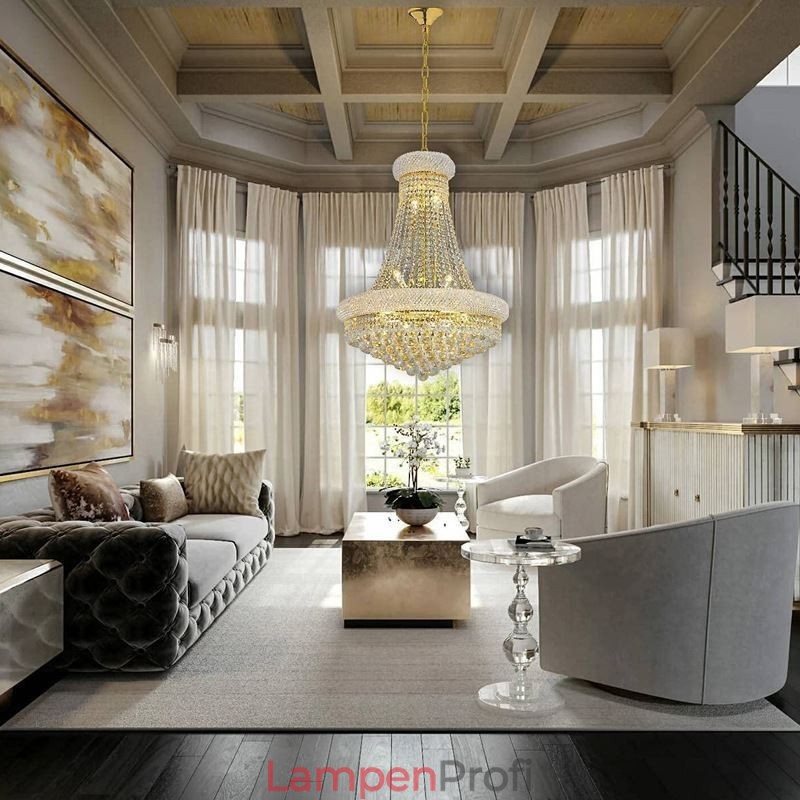 Kronleuchter in Kronenform, luxuriöse Pendelleuchte aus Kristall
