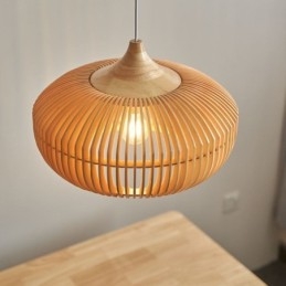 Holzrahmen Pendelleuchte Kürbisform Kronleuchter