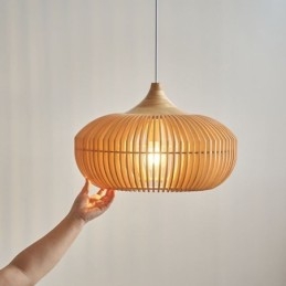 Holzrahmen Pendelleuchte Kürbisform Kronleuchter