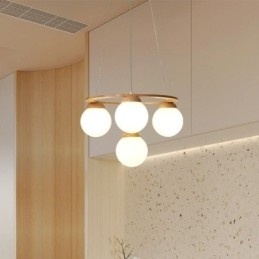 Japanische Holz-Kronleuchter-Molekül-Pendelleuchte