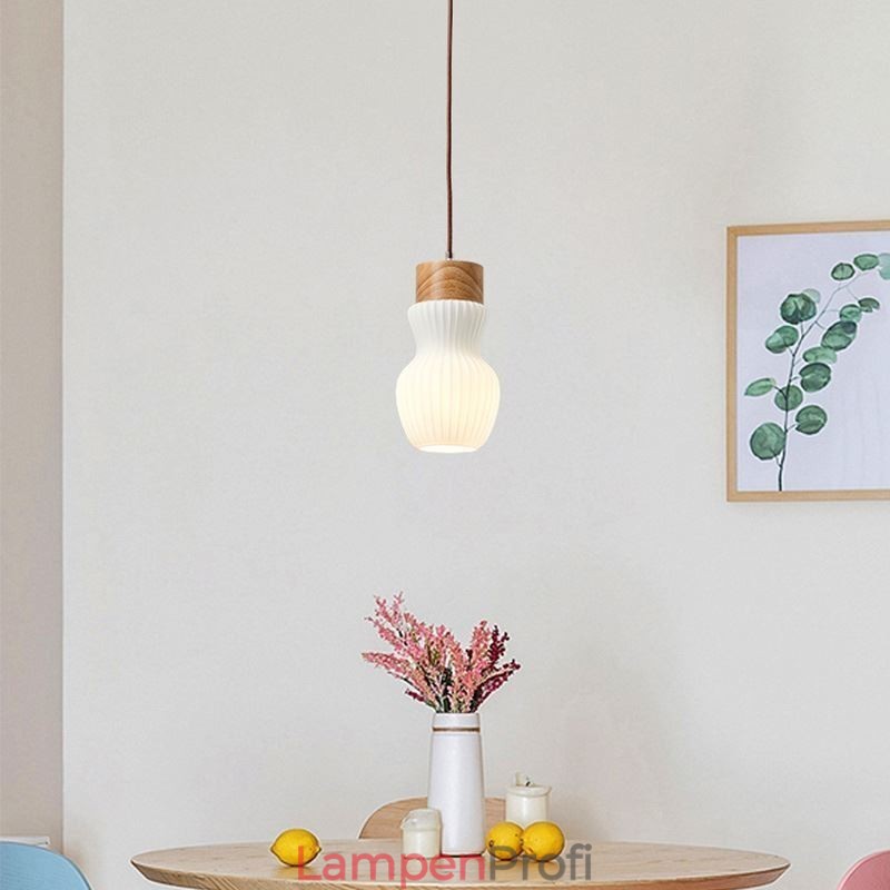 Japanische Holz Pendelleuchte Glaskessel Hängeleuchte