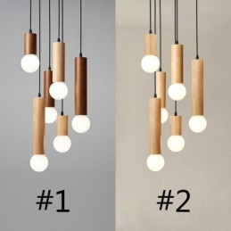 Japanische Holz Pendelleuchte 6 Lichter Hängeleuchte