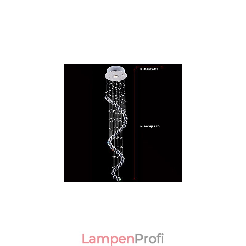 Kristall Pendelleuchte Kronleuchter Beleuchtung 1 Lichter Silber Canpoy Klar K9 Kristall Helix Deckenleuchten H80CM