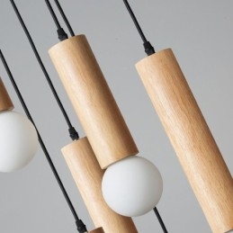 Japanische Holz Pendelleuchte 6 Lichter Hängeleuchte