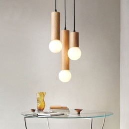 Japanische Holz Pendelleuchte 3 Lichter Hängeleuchte