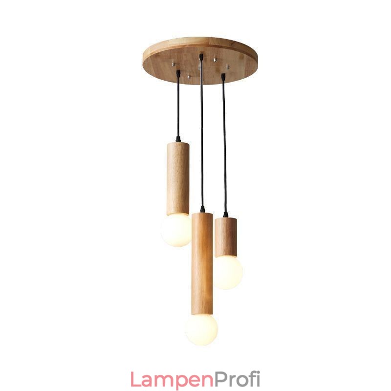 Japanische Holz Pendelleuchte 3 Lichter Hängeleuchte
