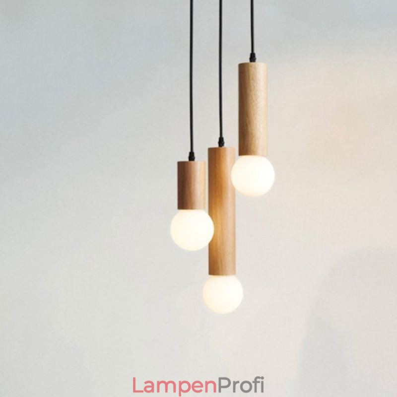 Japanische Holz Pendelleuchte 3 Lichter Hängeleuchte