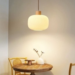 Japanische Holz Pendelleuchte Glas Laterne Hängeleuchte