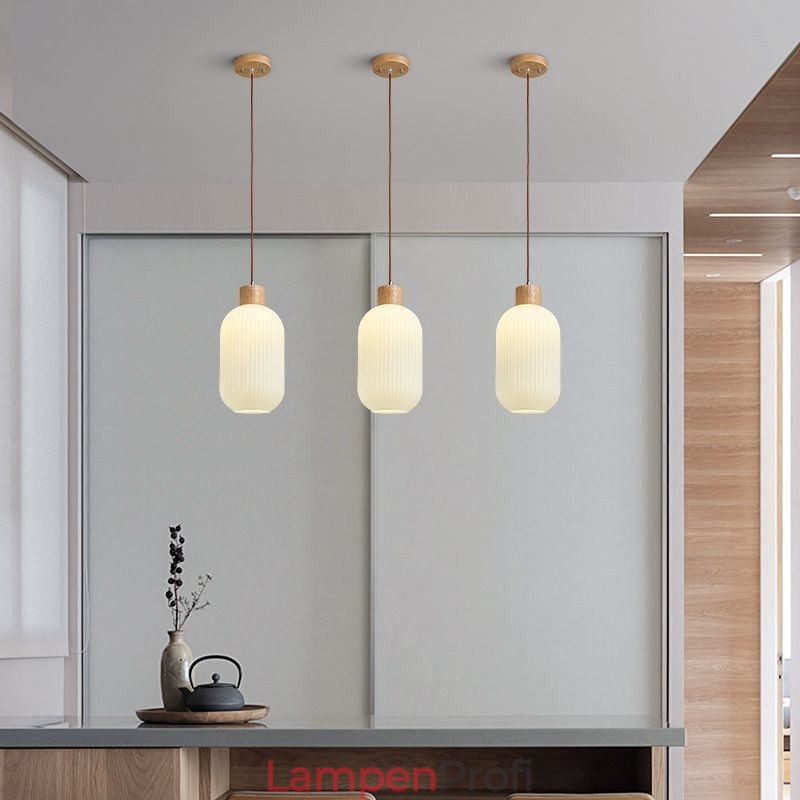 Japanische Holz Pendelleuchte Glas Laterne Hängeleuchte