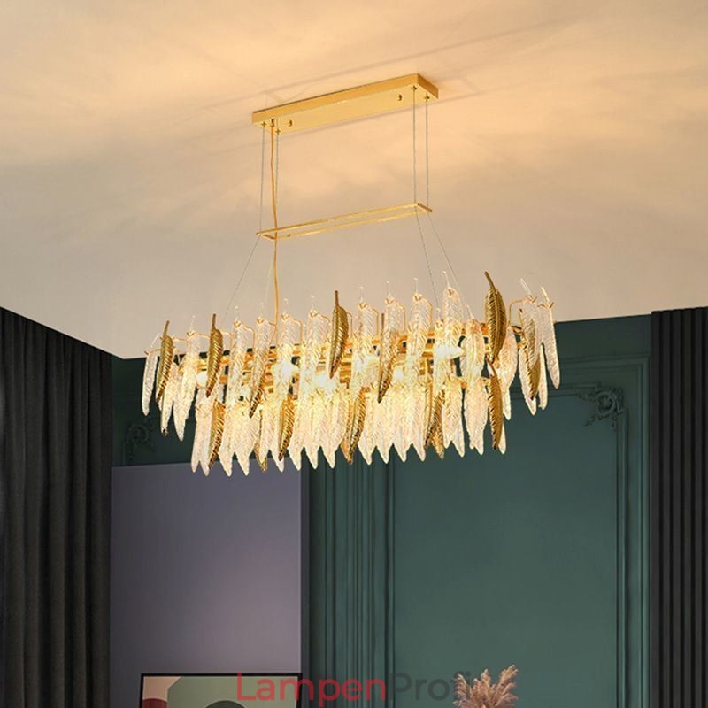 Künstlerische Glas Kronleuchter Feder Oval Pendelleuchte