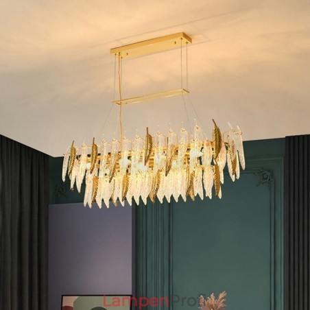 Künstlerische Glas Kronleuchter Feder Oval Pendelleuchte