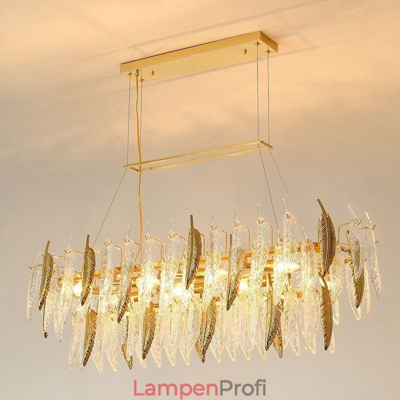 Künstlerische Glas Kronleuchter Feder Oval Pendelleuchte