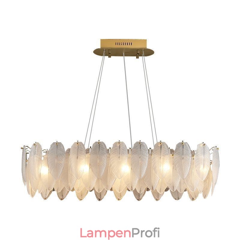 Künstlerischer Glas-Kronleuchter mit Federn, runde Pendelleuchte