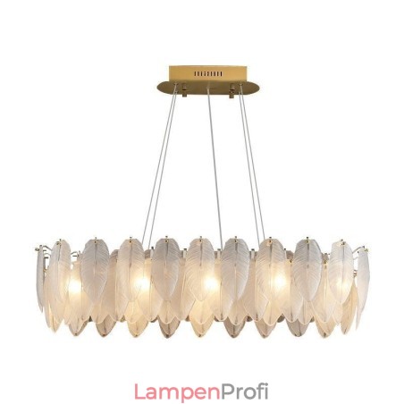 Künstlerischer Glas-Kronleuchter mit Federn, runde Pendelleuchte