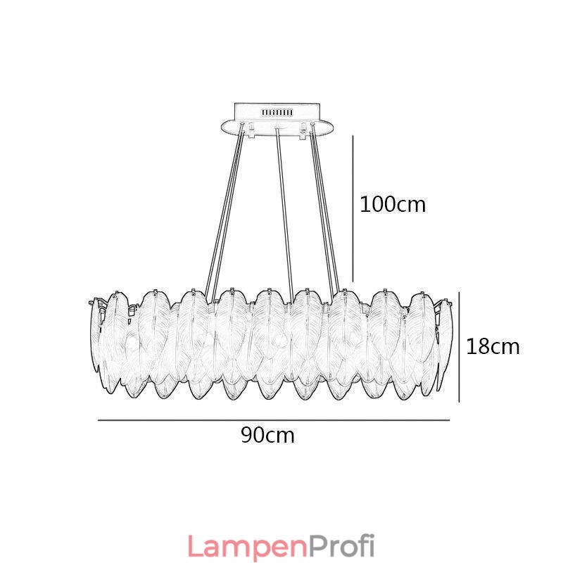 Künstlerischer Glas-Kronleuchter mit Federn, runde Pendelleuchte