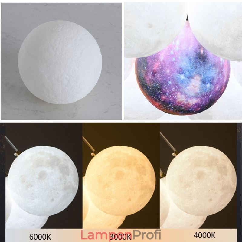 Mondblasen-Kronleuchter, moderne 3D-Druckkugeln, Pendelleuchte