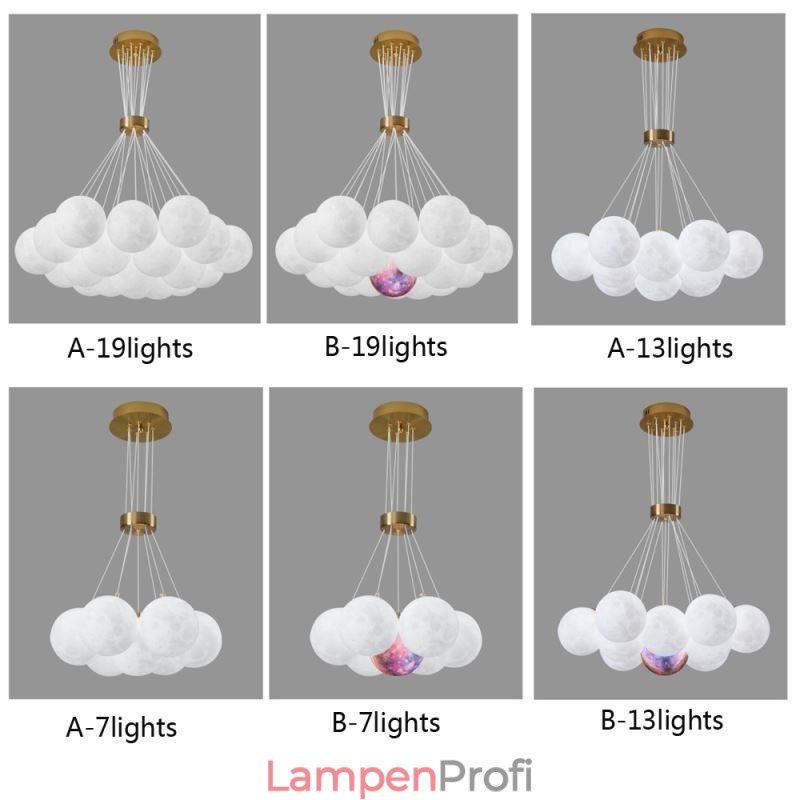 Mondblasen-Kronleuchter, moderne 3D-Druckkugeln, Pendelleuchte