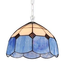 Kronleuchter Mini Style Country Garage weiß + blaue Glasleuchten