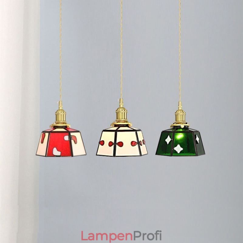 Bunte Pendelleuchte aus Glas im japanischen Stil, Retro, dekorative Nachttischlampe