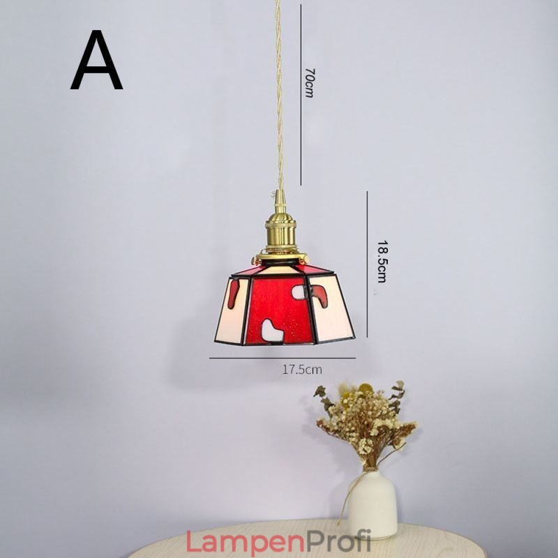 Bunte Pendelleuchte aus Glas im japanischen Stil, Retro, dekorative Nachttischlampe