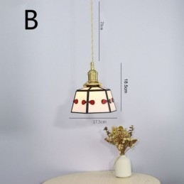 Bunte Pendelleuchte aus Glas im japanischen Stil, Retro, dekorative Nachttischlampe