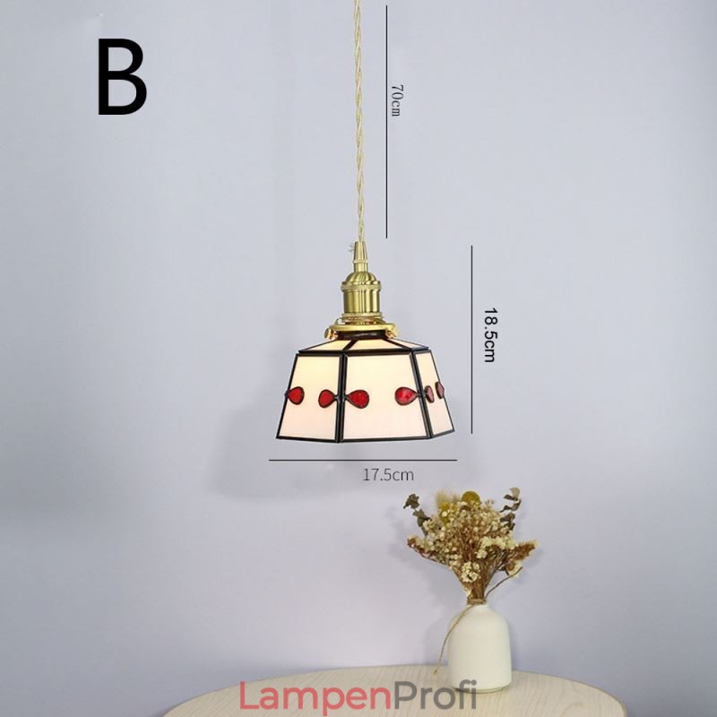 Bunte Pendelleuchte aus Glas im japanischen Stil, Retro, dekorative Nachttischlampe