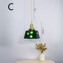 Bunte Pendelleuchte aus Glas im japanischen Stil, Retro, dekorative Nachttischlampe
