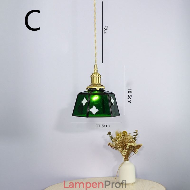 Bunte Pendelleuchte aus Glas im japanischen Stil, Retro, dekorative Nachttischlampe